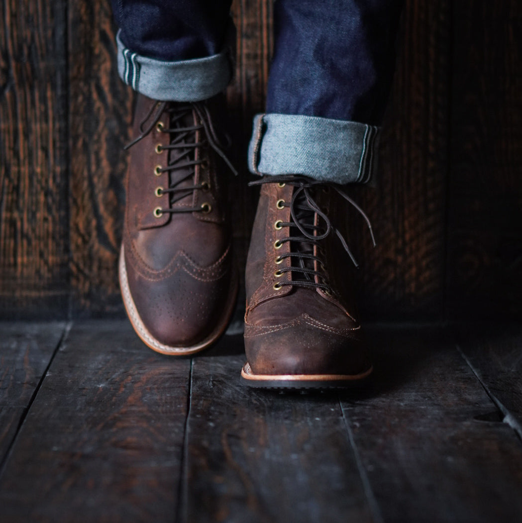 Long Wing Brogue 6" (Vintage brown) Goodyear Welted