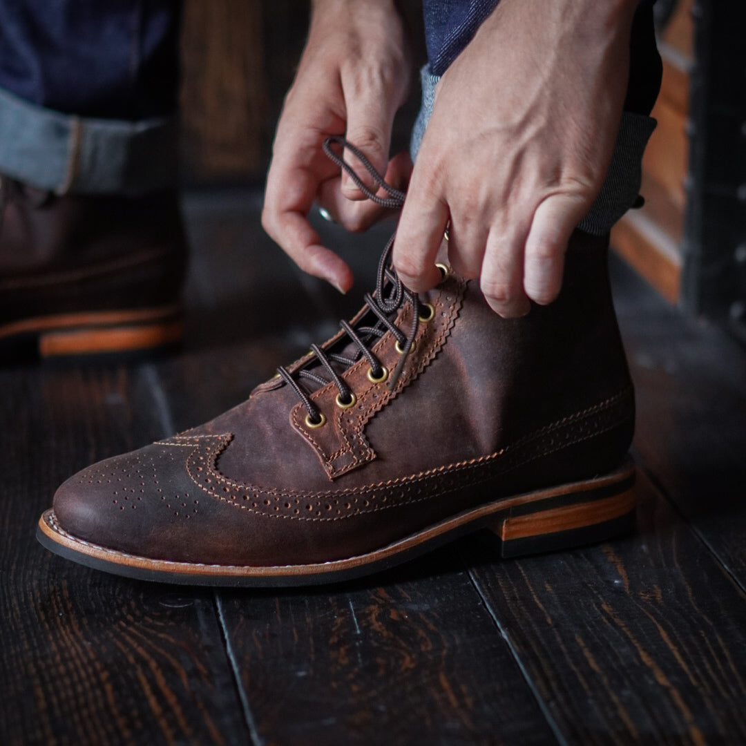 Long Wing Brogue 6" (Vintage brown) Goodyear Welted