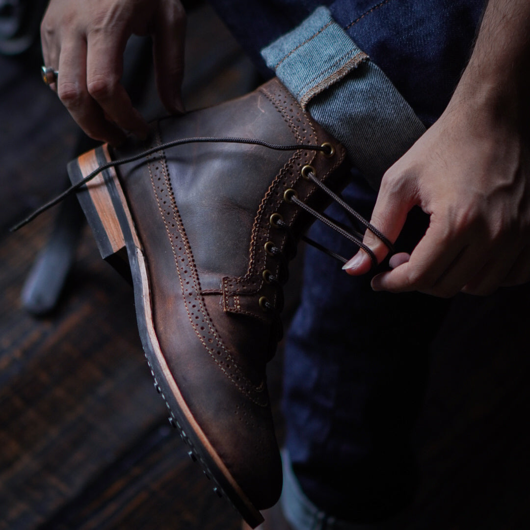 Long Wing Brogue 6" (Vintage brown) Goodyear Welted
