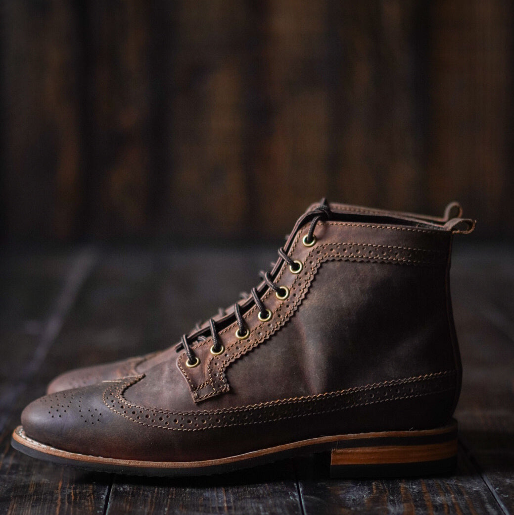 Long Wing Brogue 6" (Vintage brown) Goodyear Welted