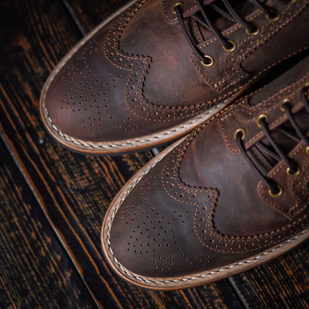 Long Wing Brogue 6" (Vintage brown) Goodyear Welted