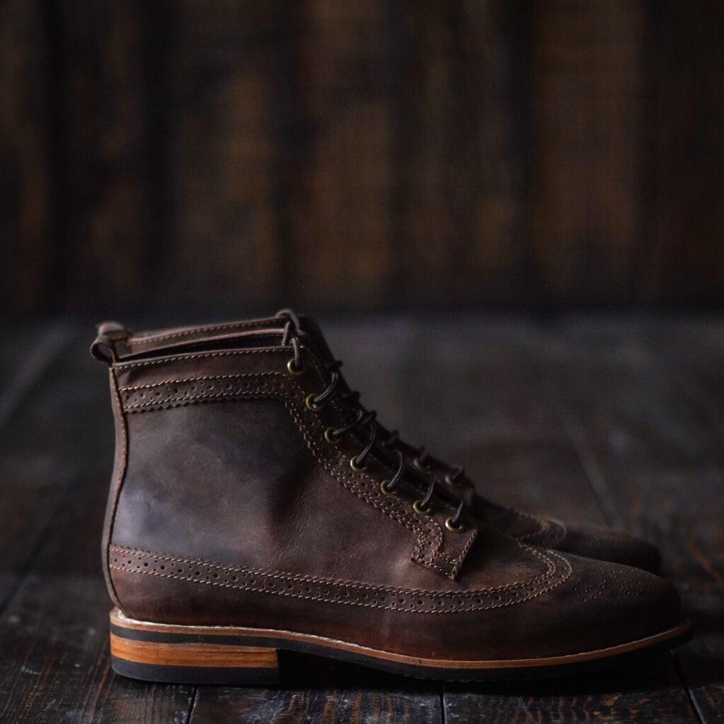 Long Wing Brogue 6" (Vintage brown) Goodyear Welted