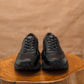 Old Skool Retro Leather Sneakers (Raven Black With Black Sole)