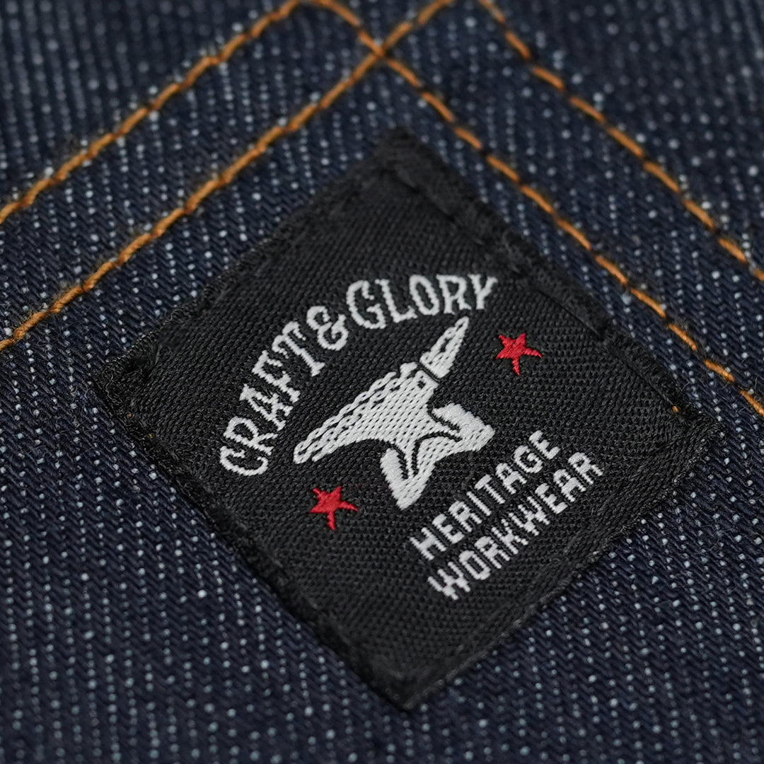 15 Oz Blue Blood Double Knee Carpenter 2.0 Selvedge Denim For Men ( True Straight)