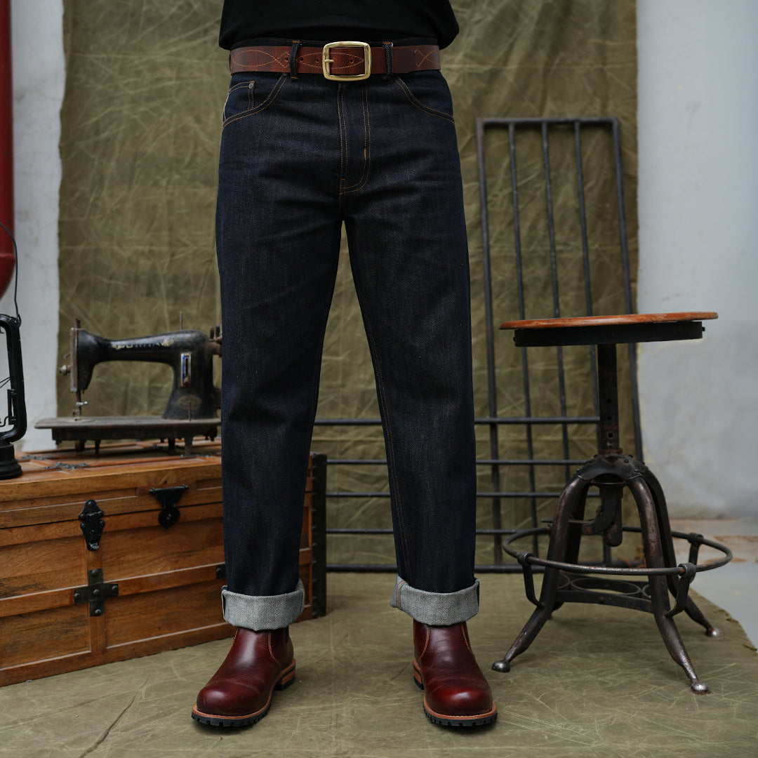 15 Oz Blue Blood Five Pocket 2.0 Selvedge Denim For Men ( Slim Straight)