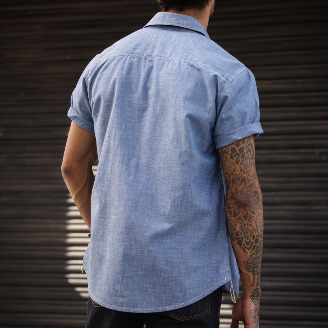 Heritage Work Shirt Half Sleeves Chambray Blue