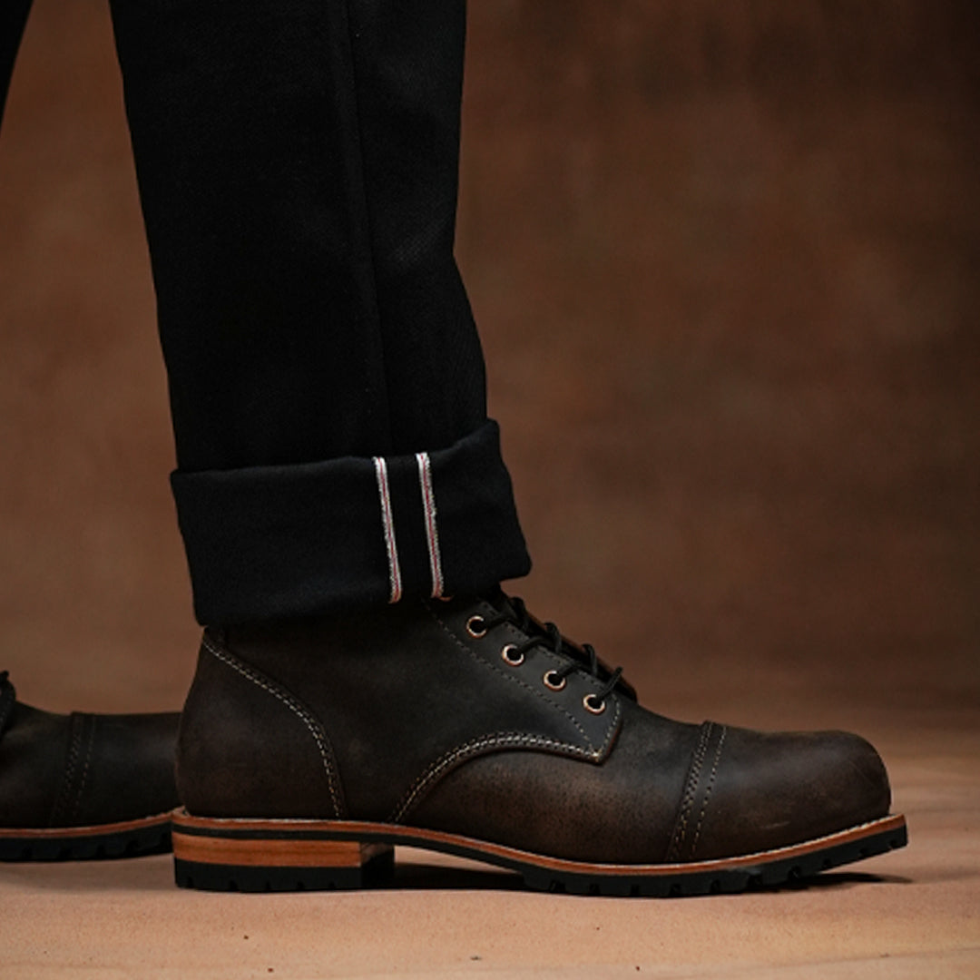 Five Pocket Double Black 14 Oz Selvedge Denim For Men (Slim Straight)