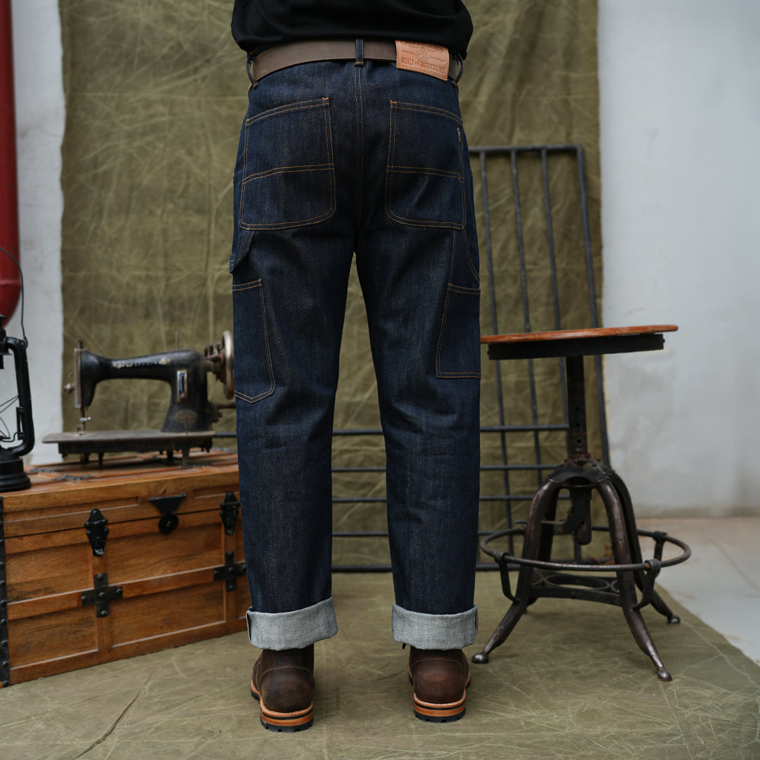 15 Oz Blue Blood Double Knee Carpenter 2.0 Selvedge Denim For Men ( True Straight)