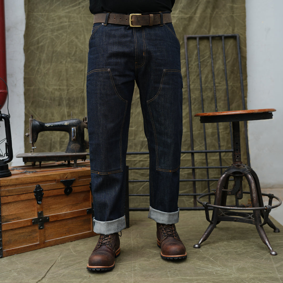 15 Oz Blue Blood Double Knee Carpenter 2.0 Selvedge Denim For Men ( True Straight)