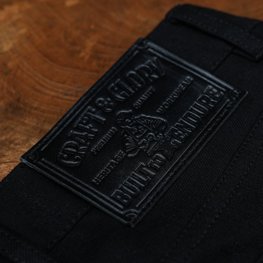 Five Pocket Double Black 14 Oz Selvedge Denim For Men (Slim Straight)