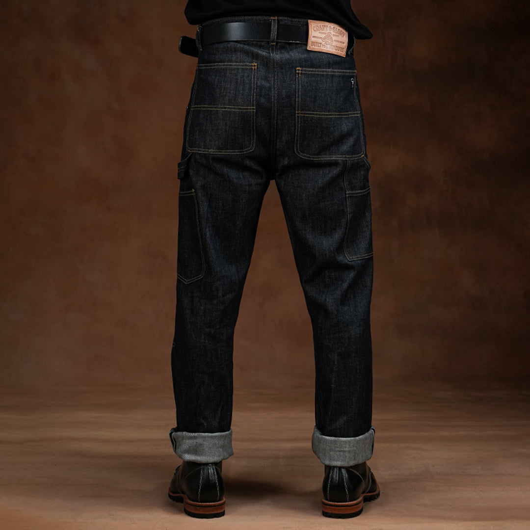 Double Knee Carpenter Blue Blood 13 Oz Selvedge Denim For Men (True Straight)