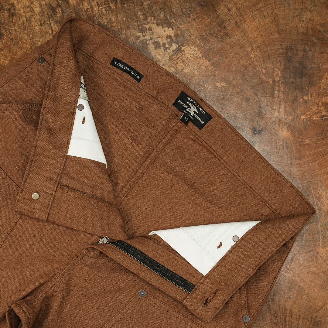 Double Knee Carpenter Fox Brown 12 Oz Duck Canvas Pants For Men (True Straight)