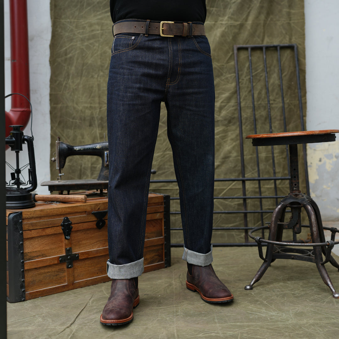 15 Oz Blue Blood Five Pocket 2.0 Selvedge Denim For Men ( True Straight)