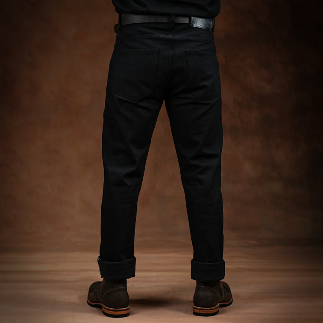 Five Pocket Double Black 14 Oz Selvedge Denim For Men (Slim Straight)