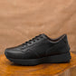 Old Skool Retro Leather Sneakers (Raven Black With Black Sole)