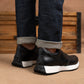 Old Skool Retro Leather Sneakers (Raven Black With White Sole)