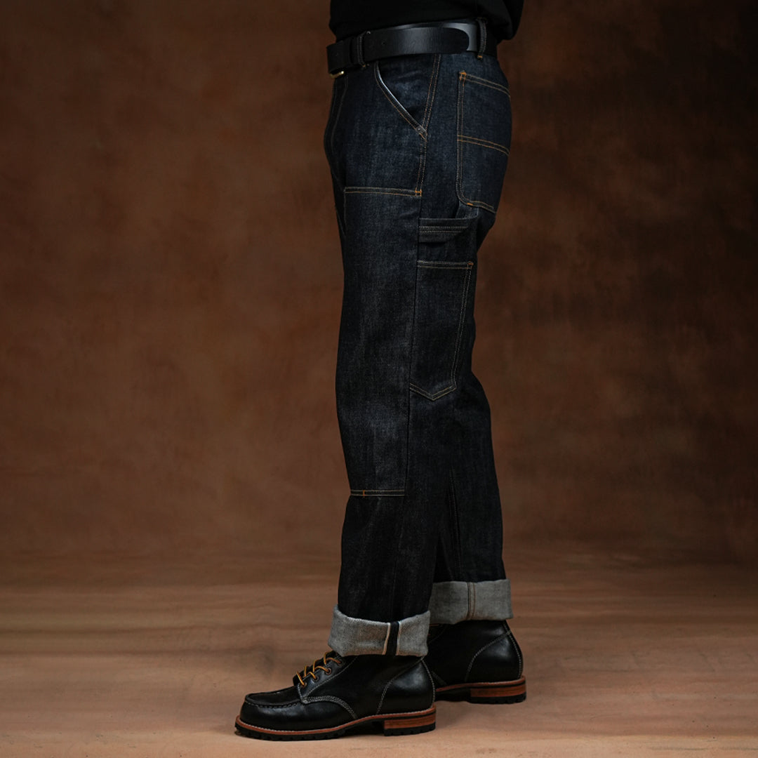 Double Knee Carpenter Blue Blood 13 Oz Selvedge Denim For Men (True Straight)