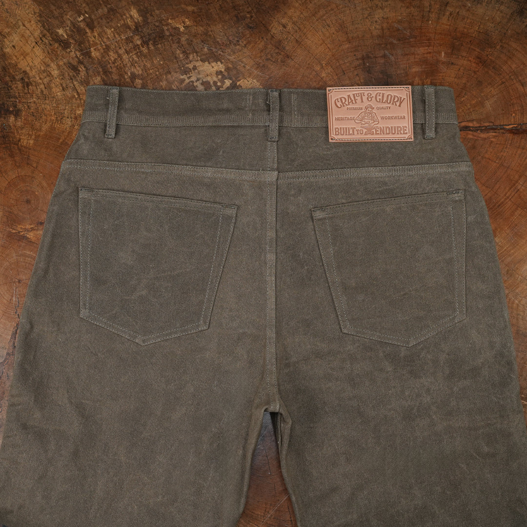 Five Pocket Field Tan 12 Oz Hard Waxed Canvas Pants For Men (True Straight)