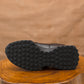 Old Skool Retro Leather Sneakers (Raven Black With Black Sole)