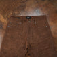 Five Pocket Bear Brown 12 Oz Hard Waxed Canvas Pants For Men (True Straight)