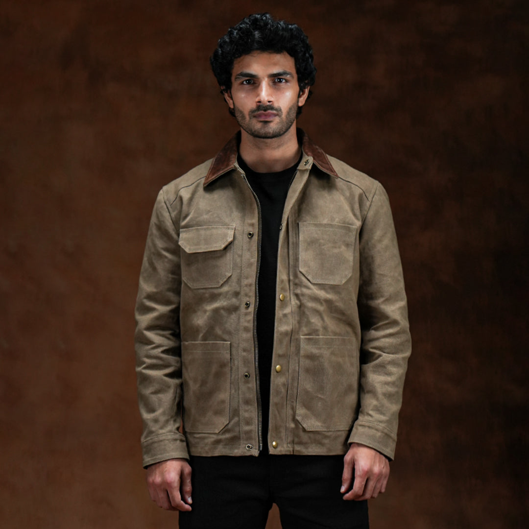 Cabin Jacket Field Tan 12 Oz Hard Waxed Canvas