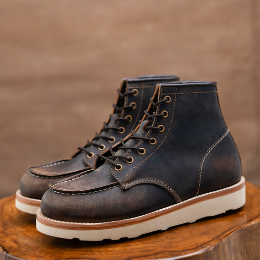 Moc-Toe Leather Boots 6" (Vintage Brown) Goodyear Welted