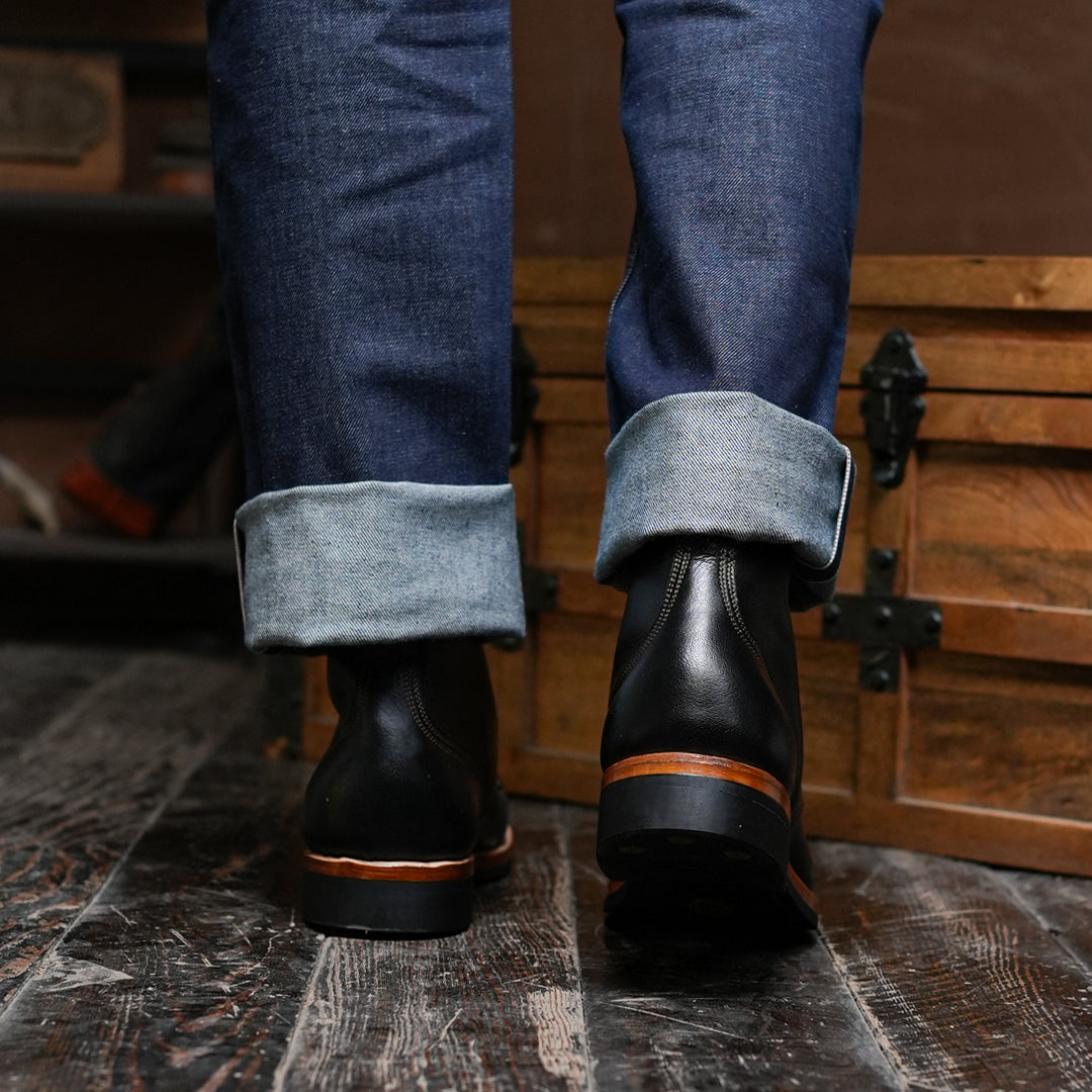 The Brandon Cap Toe Boots (Raven Black) (Munson Last - Goodyear Welted)