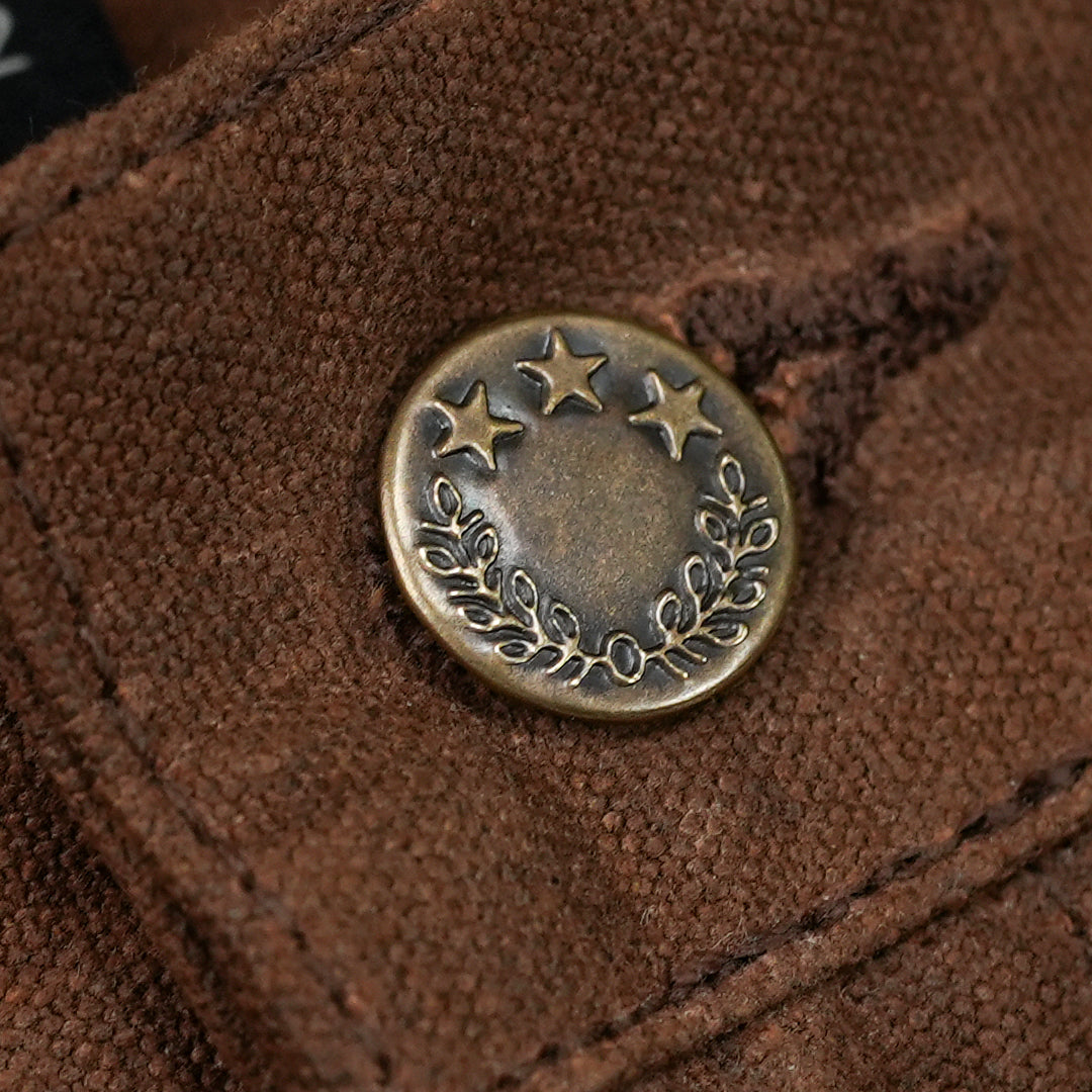 Five Pocket Bear Brown 12 Oz Hard Waxed Canvas Pants For Men (True Straight)