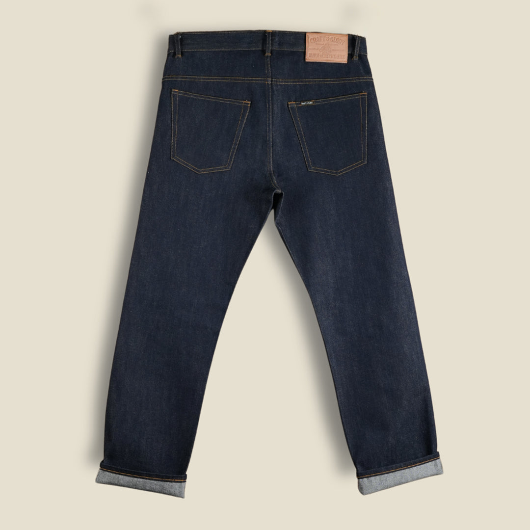 15 Oz Blue Blood Five Pocket 2.0 Selvedge Denim For Men ( Slim Straight)