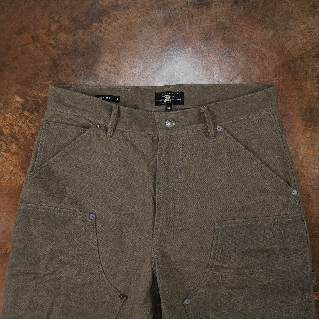 Double Knee Carpenter Field Tan 12 Oz Hard Waxed Canvas Pants For Men (True Straight)