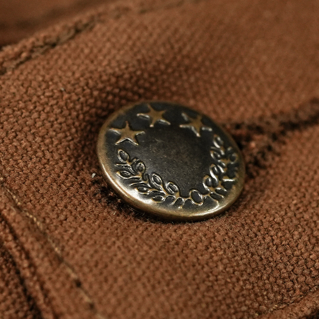 Five Pocket Fox Brown 12 Oz Duck Canvas Pants For Men (Slim Straight)