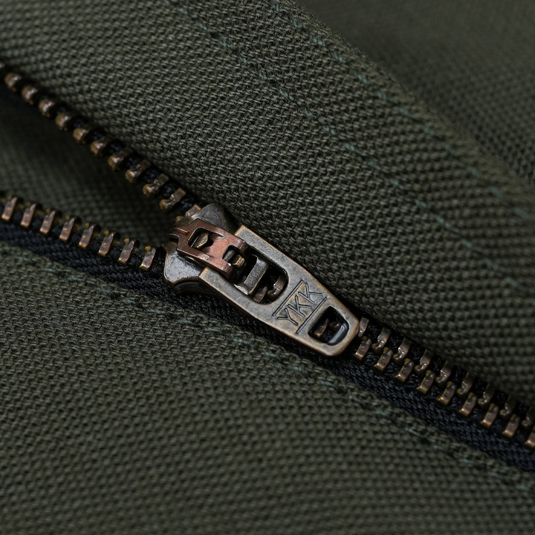 Five Pocket Military Green 12 Oz Selvedge Canvas Pants For Men (True Straight)