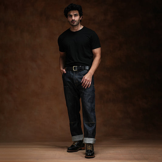 Double Knee Carpenter Blue Blood 13 Oz Selvedge Denim For Men (True Straight)