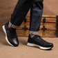 Old Skool Retro Leather Sneakers (Raven Black With White Sole)