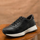Old Skool Retro Leather Sneakers (Raven Black With White Sole)