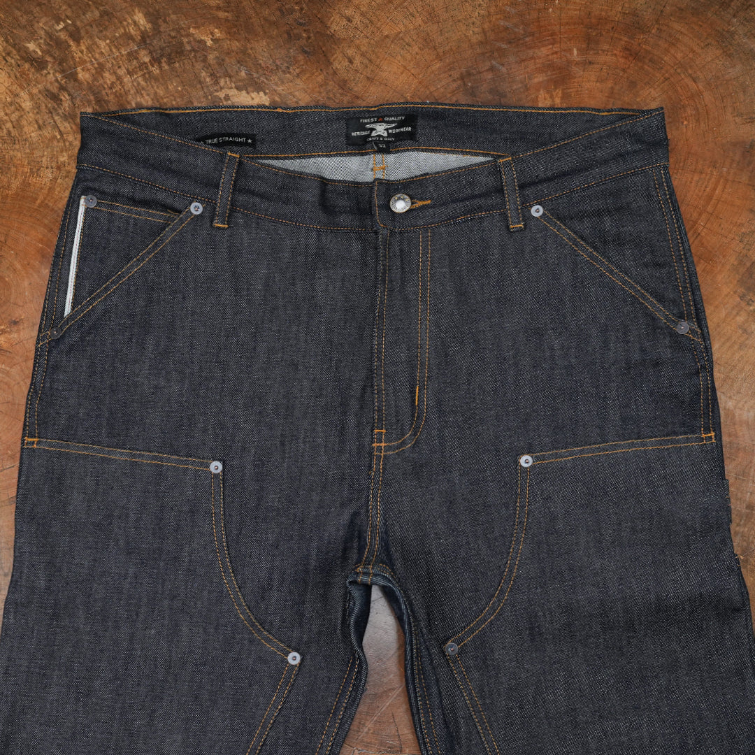 Double Knee Carpenter Blue Blood 13 Oz Selvedge Denim For Men (True Straight)