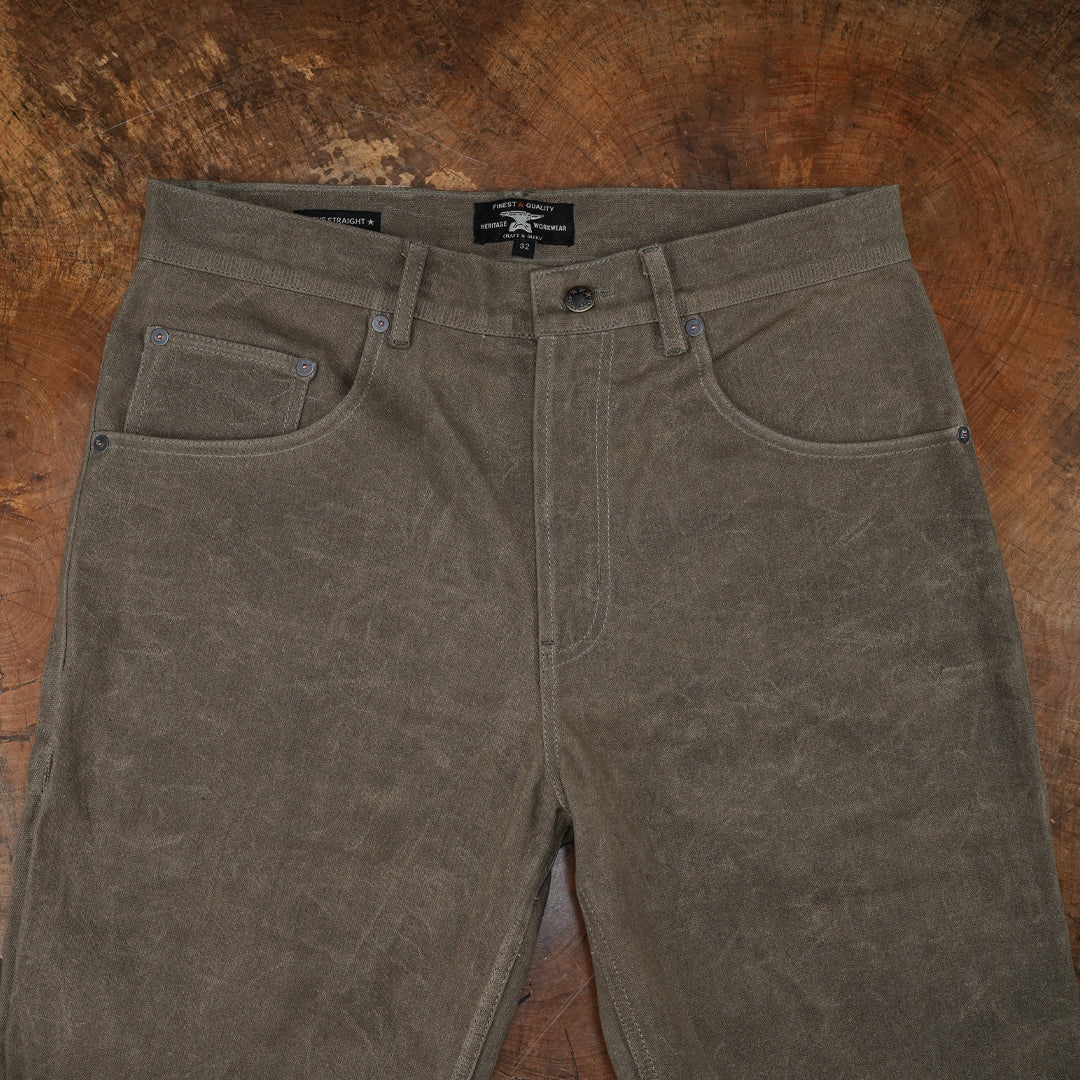 Five Pocket Field Tan 12 Oz Hard Waxed Canvas Pants For Men (True Straight)