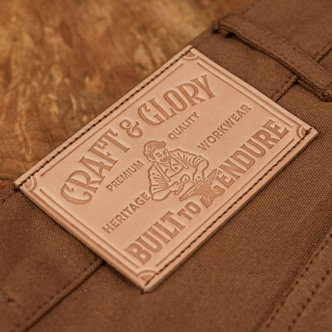 Double Knee Carpenter Fox Brown 12 Oz Duck Canvas Pants For Men (True Straight)