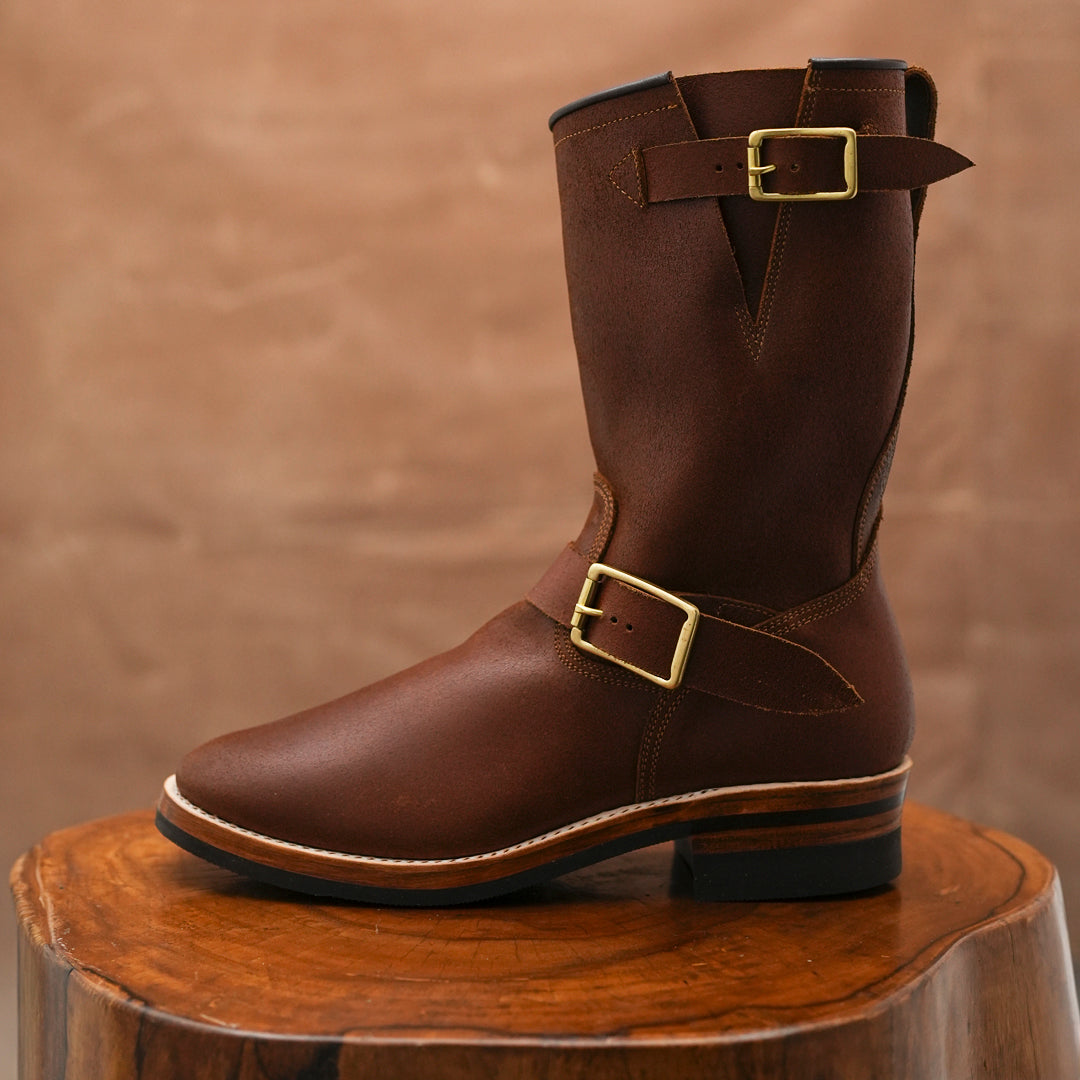 The Foundry Engineer Boots (Russet Waxed Roughout) Goodyear Welted