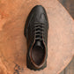 Classic Retro Leather Sneakers (Raven Black With Black Sole)