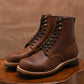The Brandon Cap Toe Boots (Russet Waxed Roughout) (Munson Last - Goodyear Welted)