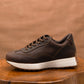 Classic Retro Leather Sneakers (Vintage Brown With White Sole)