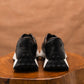 Classic Retro Leather Sneakers (Raven Black With White Sole)
