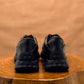 Classic Retro Leather Sneakers (Raven Black With Black Sole)
