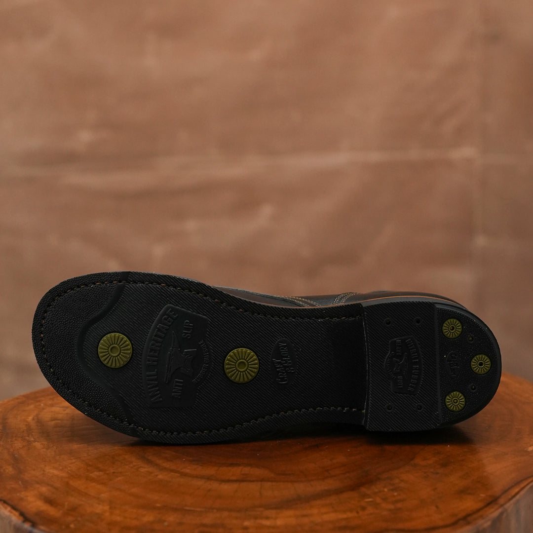 The Brandon Cap Toe Boots (Raven Black) (Munson Last - Goodyear Welted)