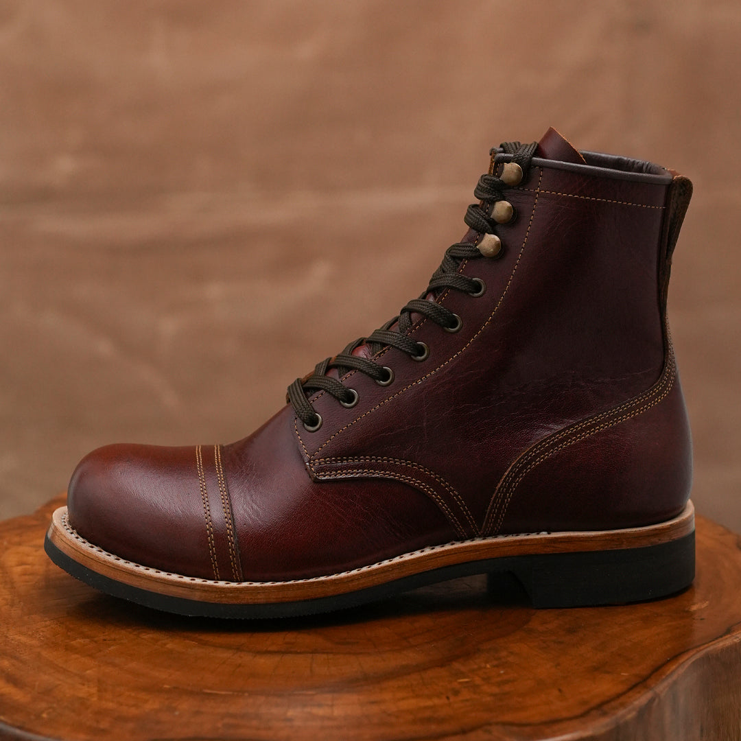 The Brandon Cap Toe Boots (Saddle Tan) (Munson Last - Goodyear Welted)
