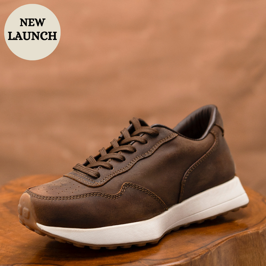 Old Skool Retro Leather Sneakers (Vintage Brown With White Sole)