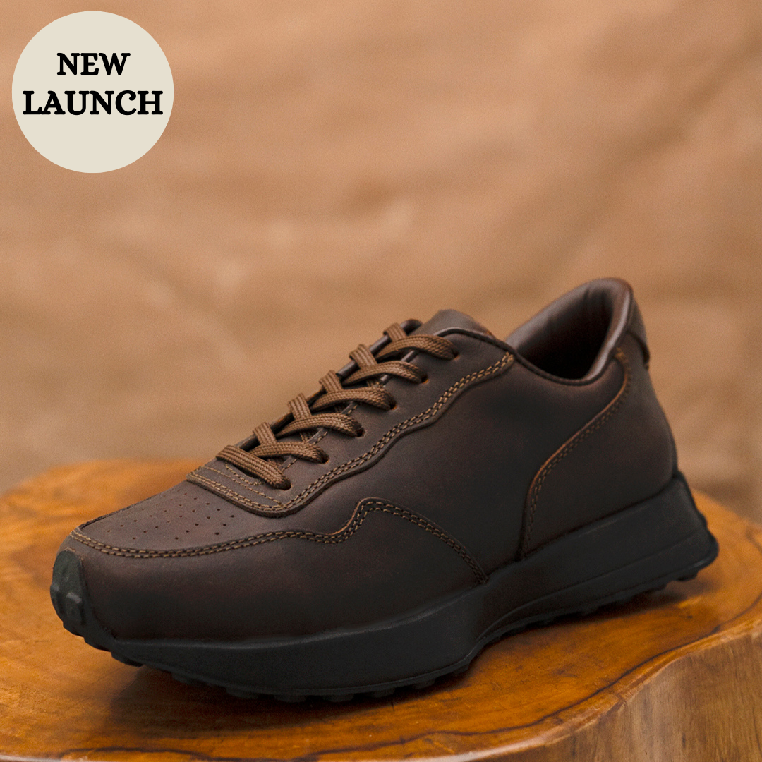 Old Skool Retro Leather Sneakers (Vintage Brown With Black Sole)