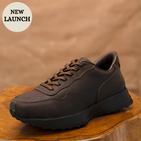 Old Skool Retro Leather Sneakers (Vintage Brown With Black Sole)