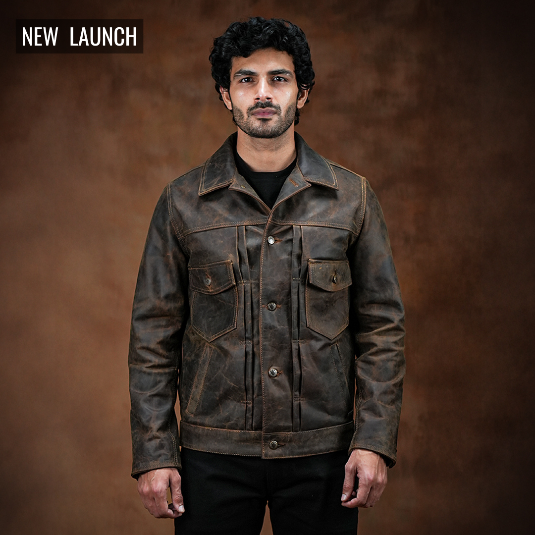 Trucker Type 2 Leather Jacket (Vintage Brown)